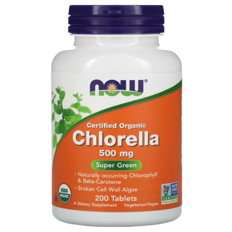 Органическая хлорелла NOW Foods 500 мг, 200 таблеток