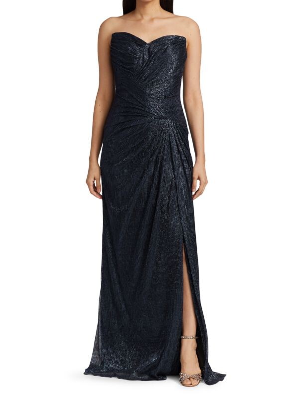 

Металлизированное платье без бретелек Rene Ruiz Collection Dark blue