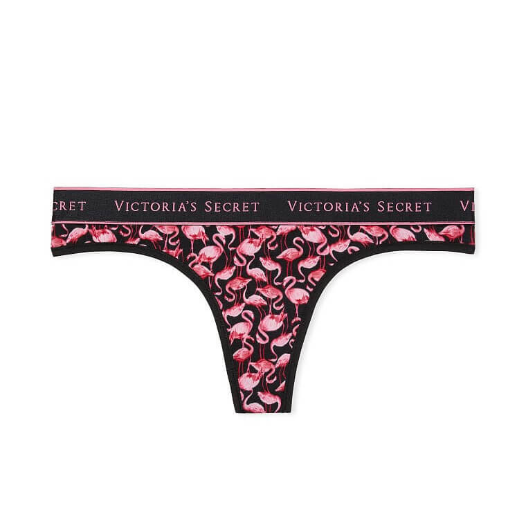 

Трусики-танга Victoria's Secret Logo Cotton, черный/розовый