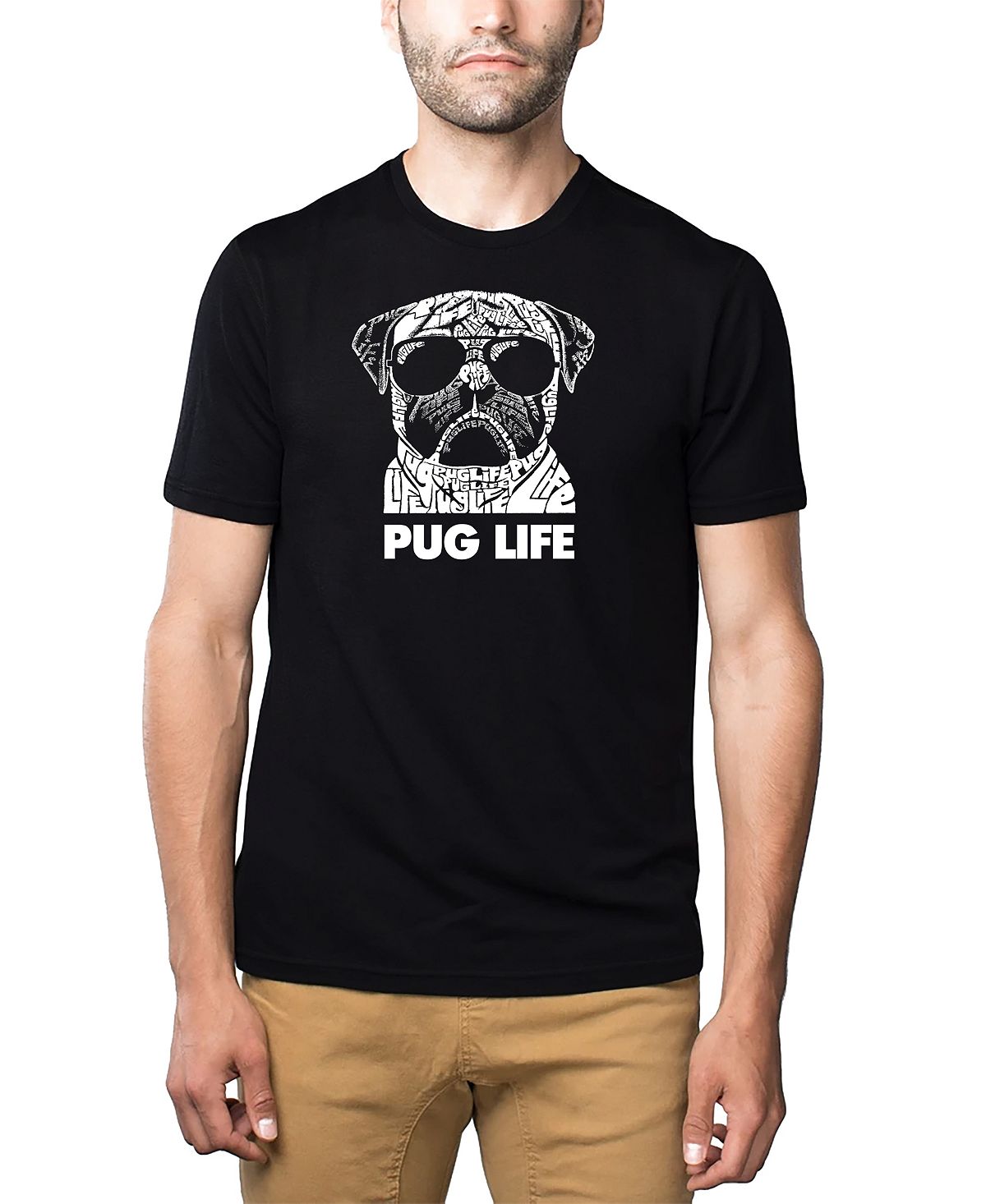 Мужская футболка premium blend word art pug life LA Pop Art, черный