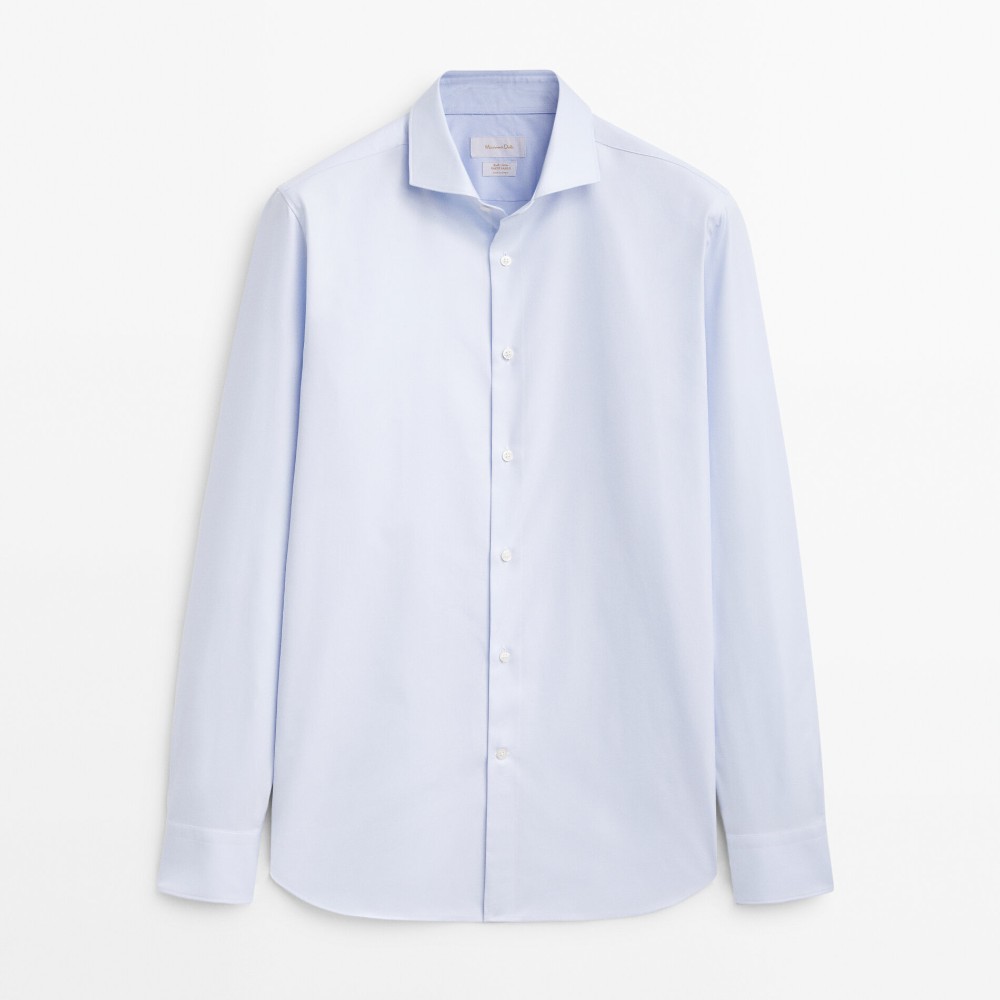 Рубашка Massimo Dutti Slim Fit Cotton Twill, голубой luca d altieri повседневная рубашка приталенного кроя из чистого хлопкового твила голубой