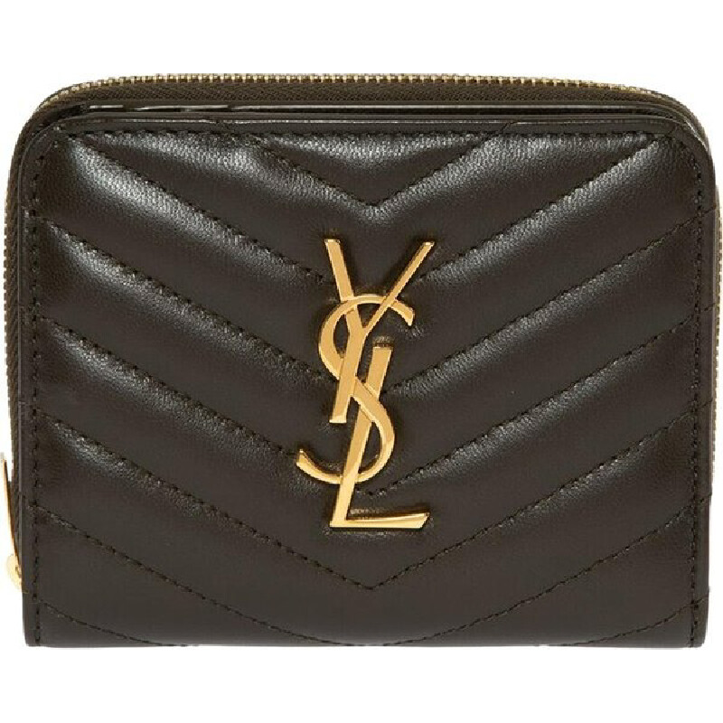 

Кошелек Saint Laurent Logo Quilted, темно-коричневый