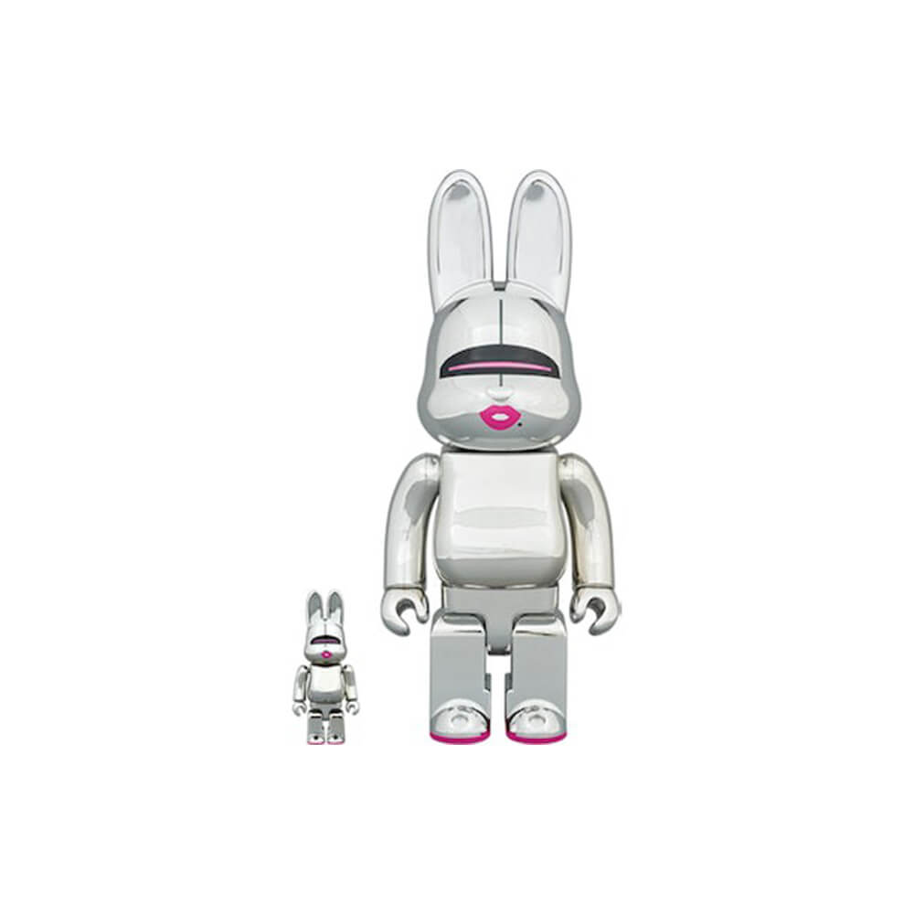фигура bearbrick medicom toy blindbox series 45 1 pc Фигурка Bearbrick Rabbrick Hajime Sorayama Sexy Robot 100% & 400% Set, серебряный