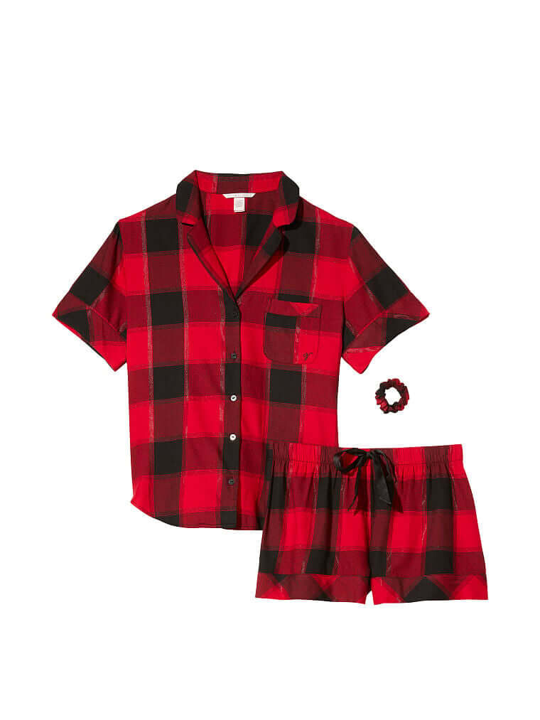 

Пижама Victoria's Secret Flannel Short, красный/черный