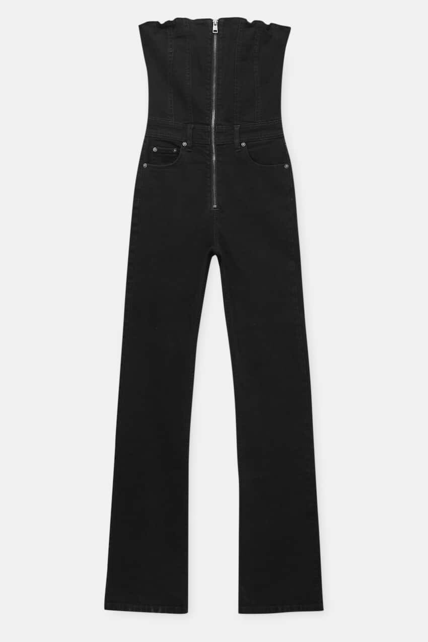 

Джинсовый комбинезон с корсетом Pull&Bear, черный