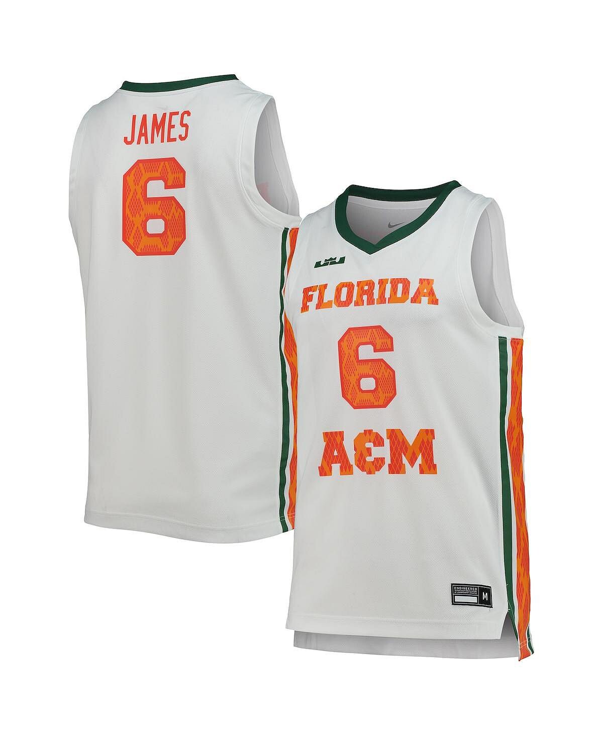 

Мужская баскетбольная майка x lebron james white florida a&m rattlers replica Nike, белый