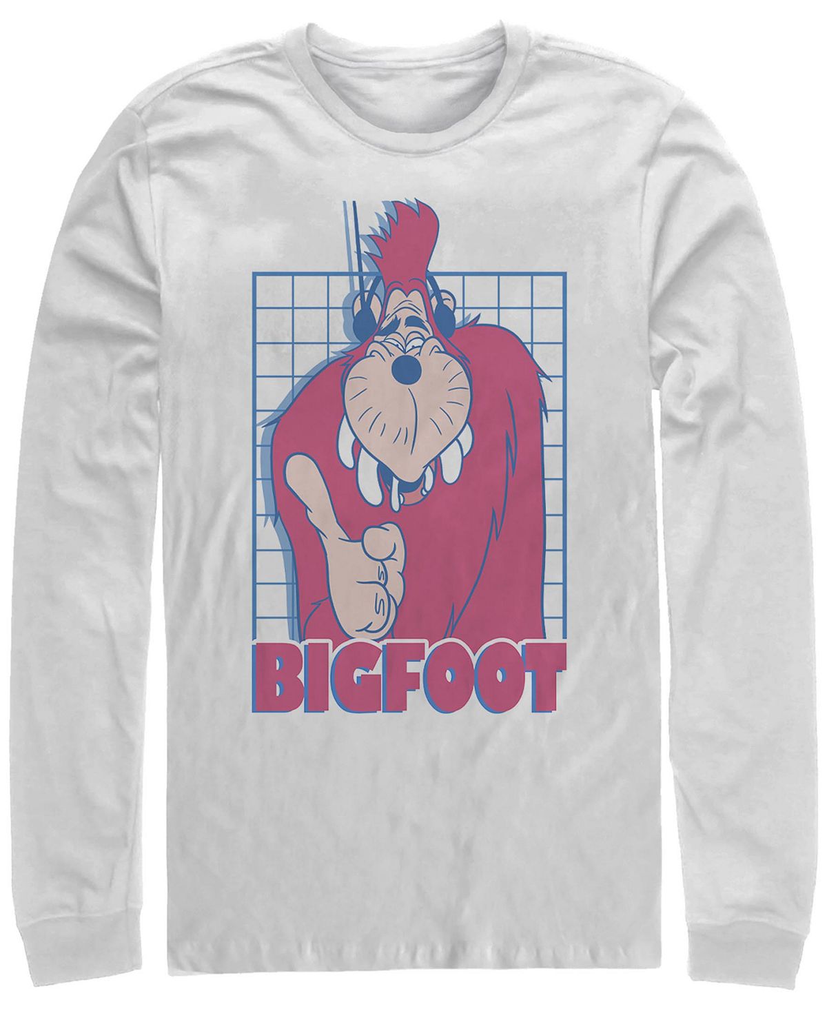 Мужская футболка с круглым вырезом и длинными рукавами a goofy movie jamming bigfoot Fifth Sun, белый