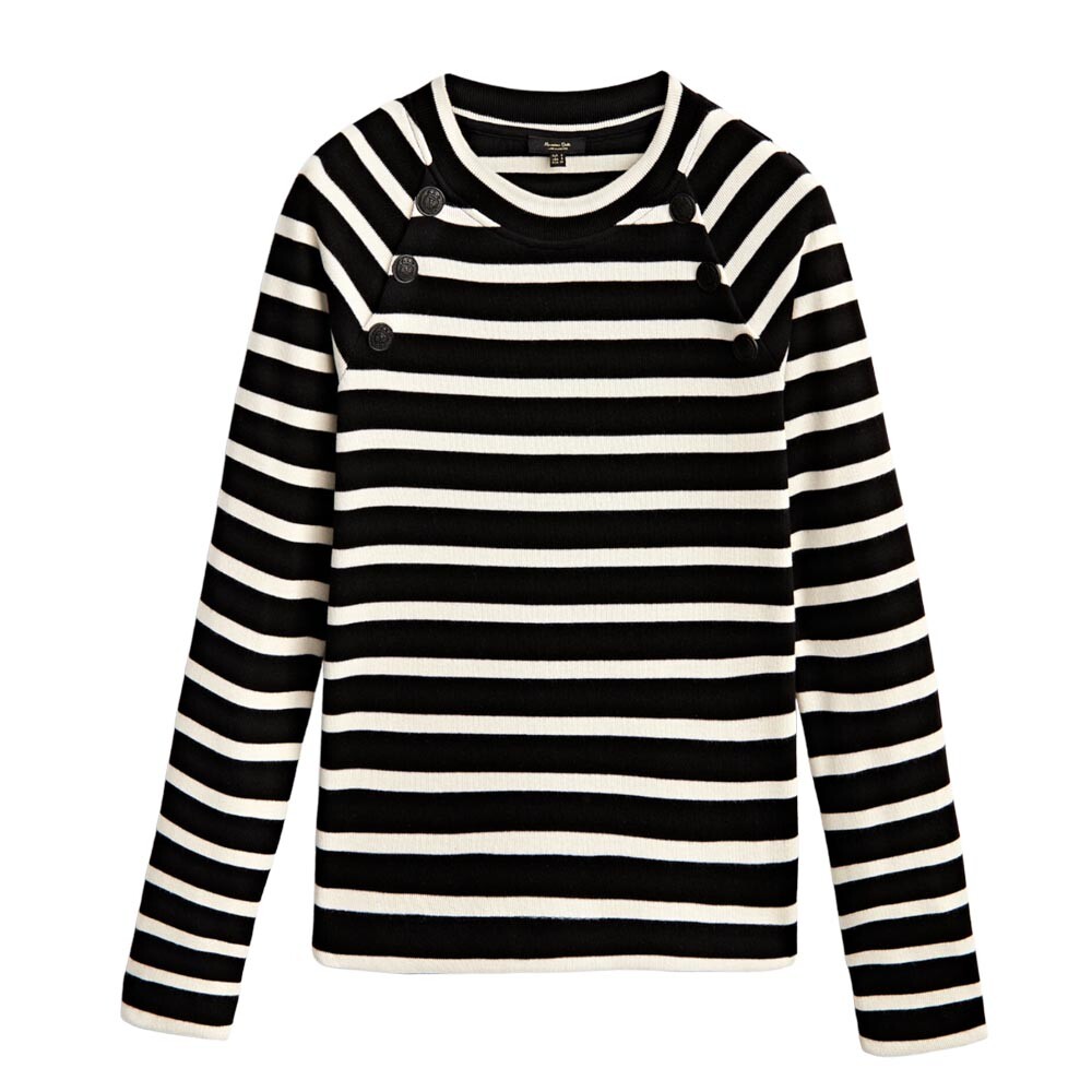 

Свитшот Massimo Dutti Striped With Button Details, черный