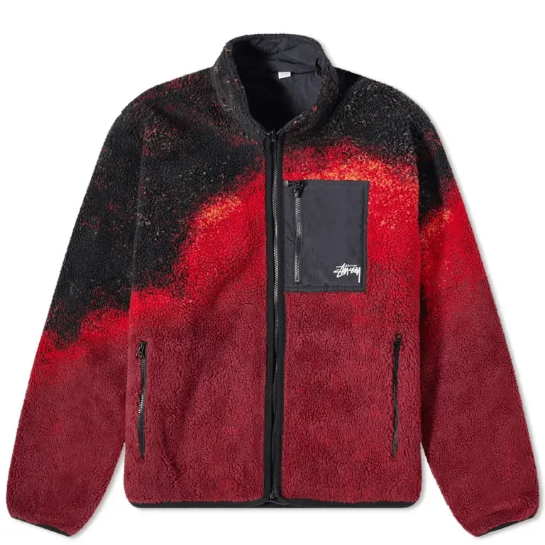 

Куртка Stussy Sherpa Paneled Hooded, красный/черный