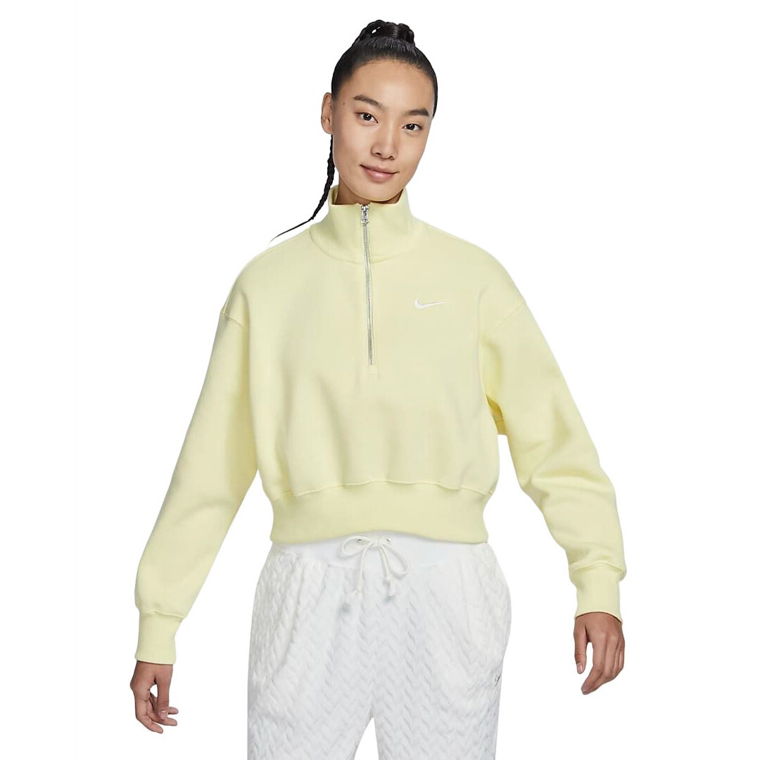 

Свитшот Nike Sportswear Phoenix Fleece Women's Oversized Half Zip Crop, бледно-желтый