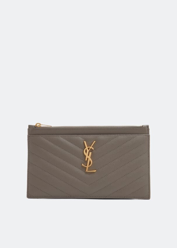 

Сумка SAINT LAURENT Monogram quilted leather pouch, серый