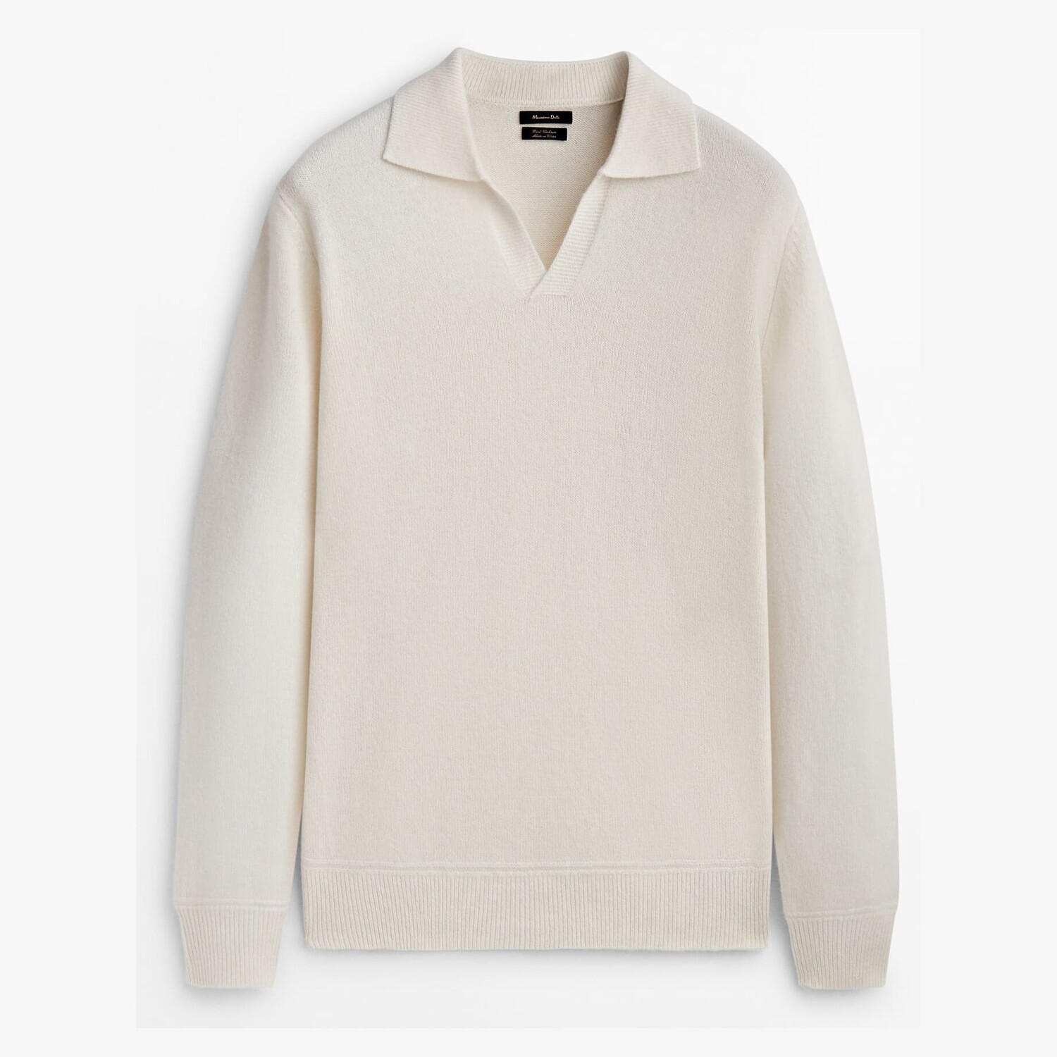 

Свитер Massimo Dutti Wool And Cashmere Blend Polo, кремовый, Бежевый