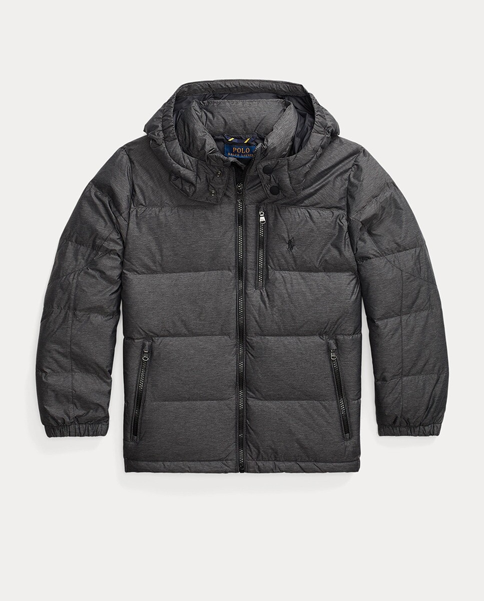 

Пуховик темно-серого цвета с капюшоном для мальчика Polo Ralph Lauren, темно-серый