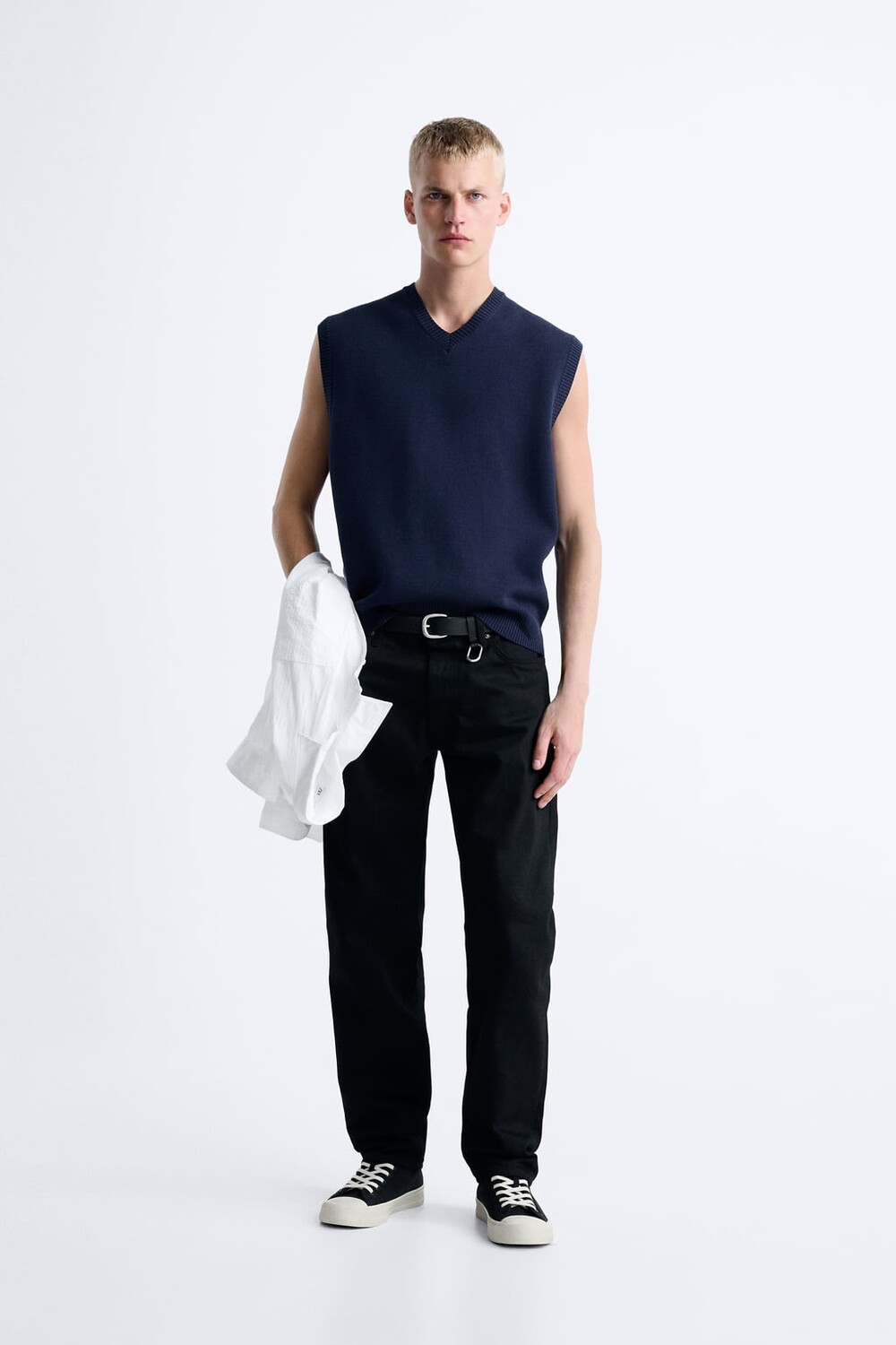 

Трикотажный хлопковый жилет ZARA, синий