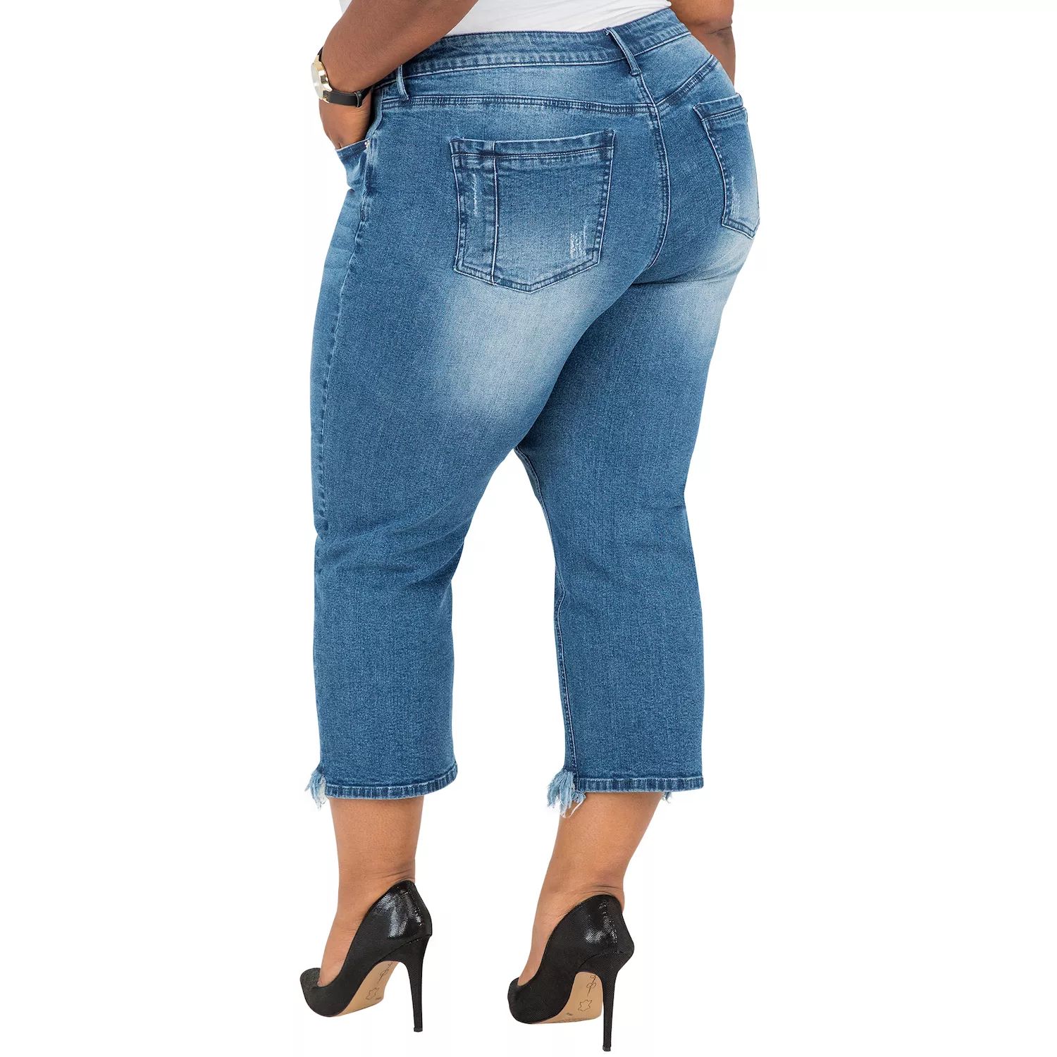 Укороченные джинсы-бойфренды Verla с потертостями больших размеров Verla Curvy Fit Poetic Justice