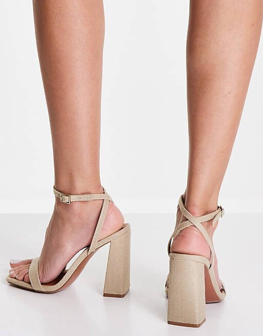 

ASOS DESIGN Nora босоножки на блочном каблуке натурального цвета.