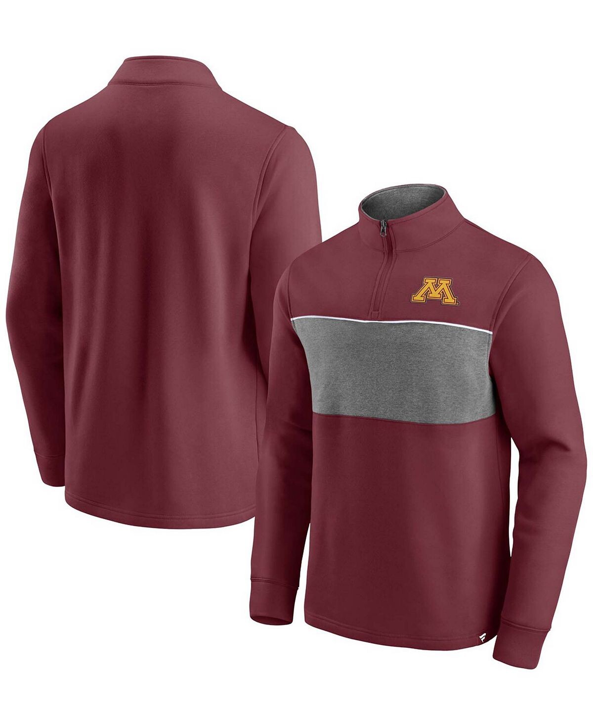 

Мужская темно-бордовая, меланжево-серая куртка minnesota golden gophers primary logo с молнией на четверть Fanatics