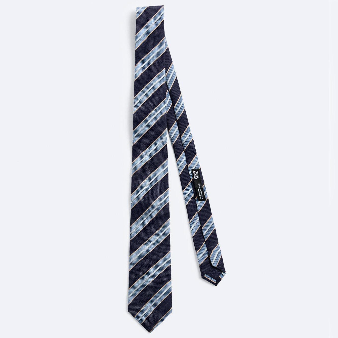Галстук Zara Striped Jacquard, синий галстук в полоску бордовый gulliver