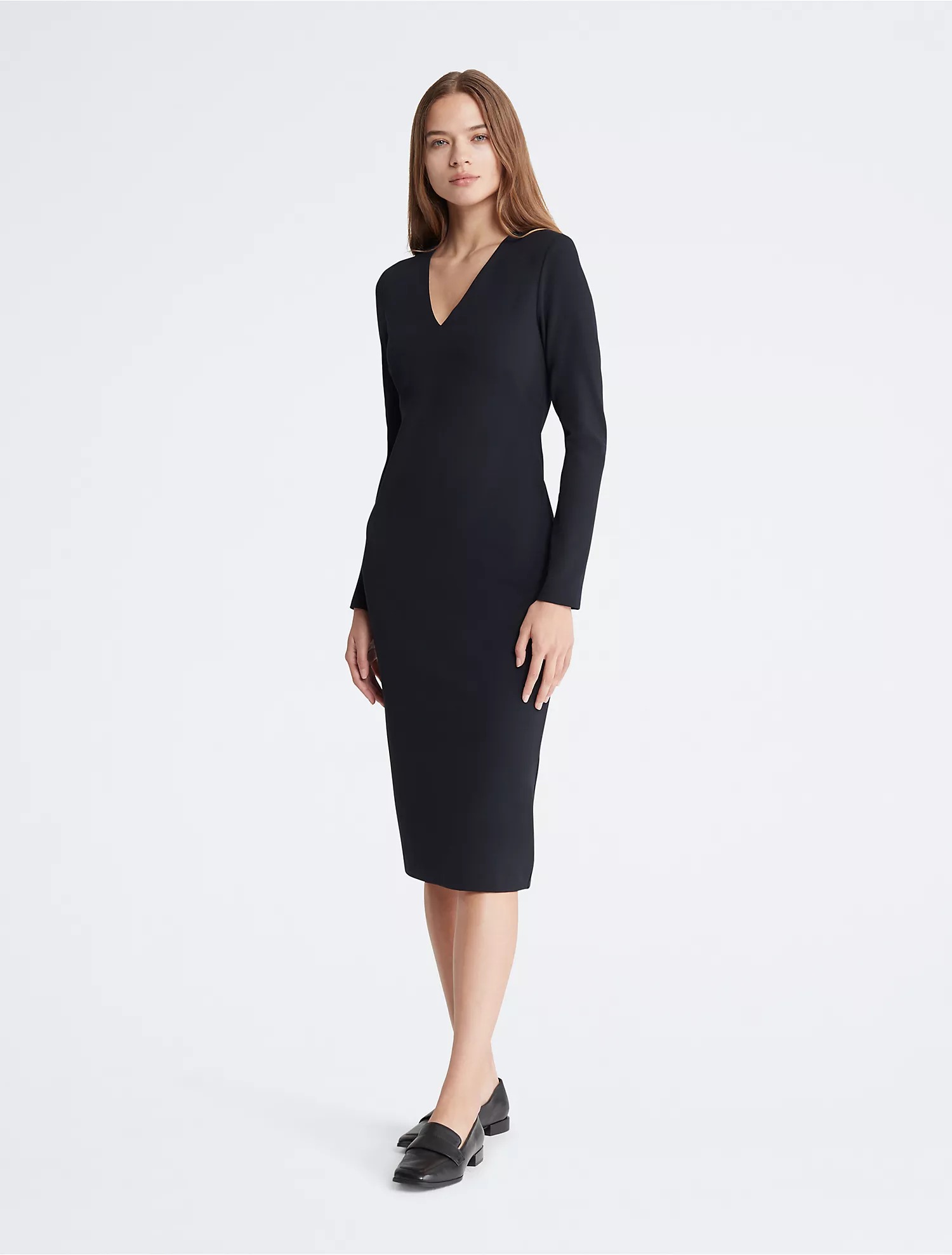 цена Платье Calvin Klein Stretch Crepe Midi, черный