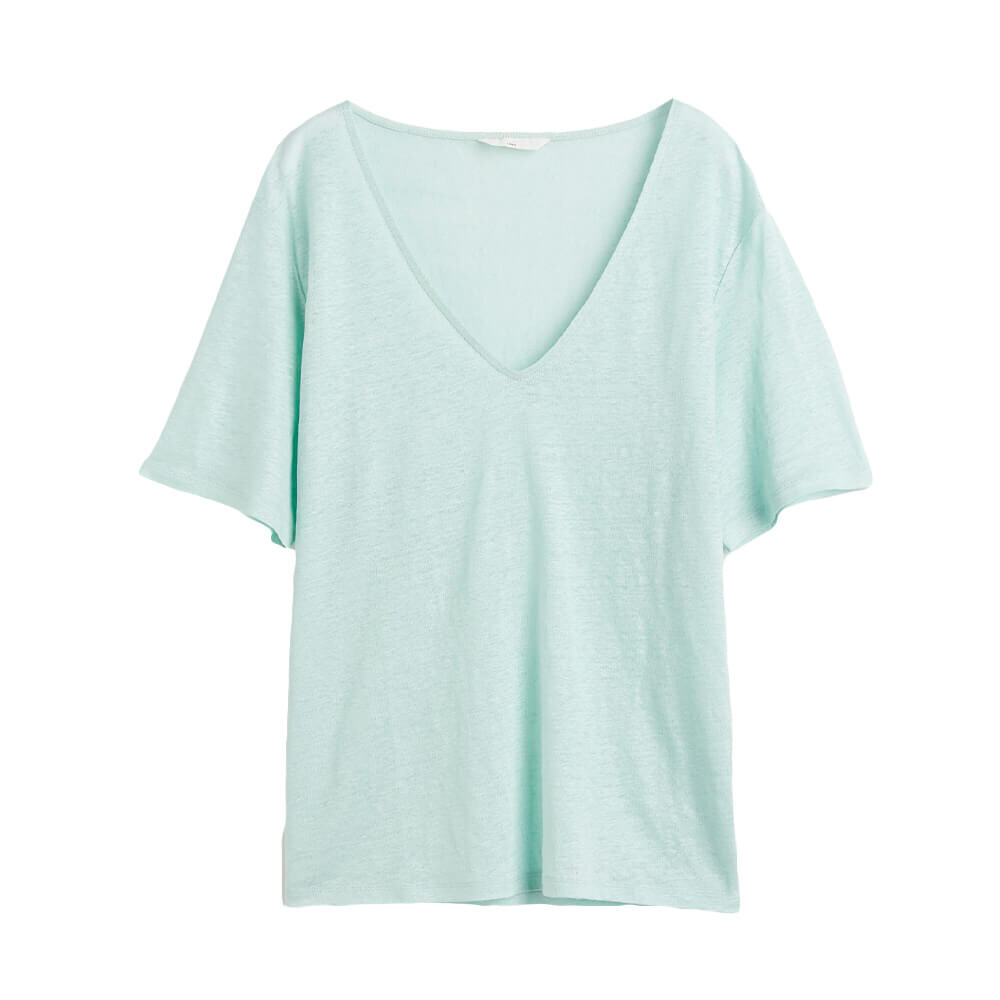 

Футболка H&M Linen Jersey, мятный, Зеленый