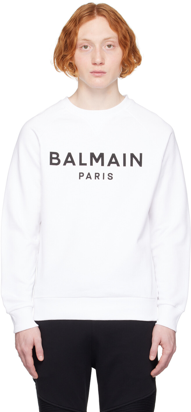 

Белая толстовка с принтом Balmain