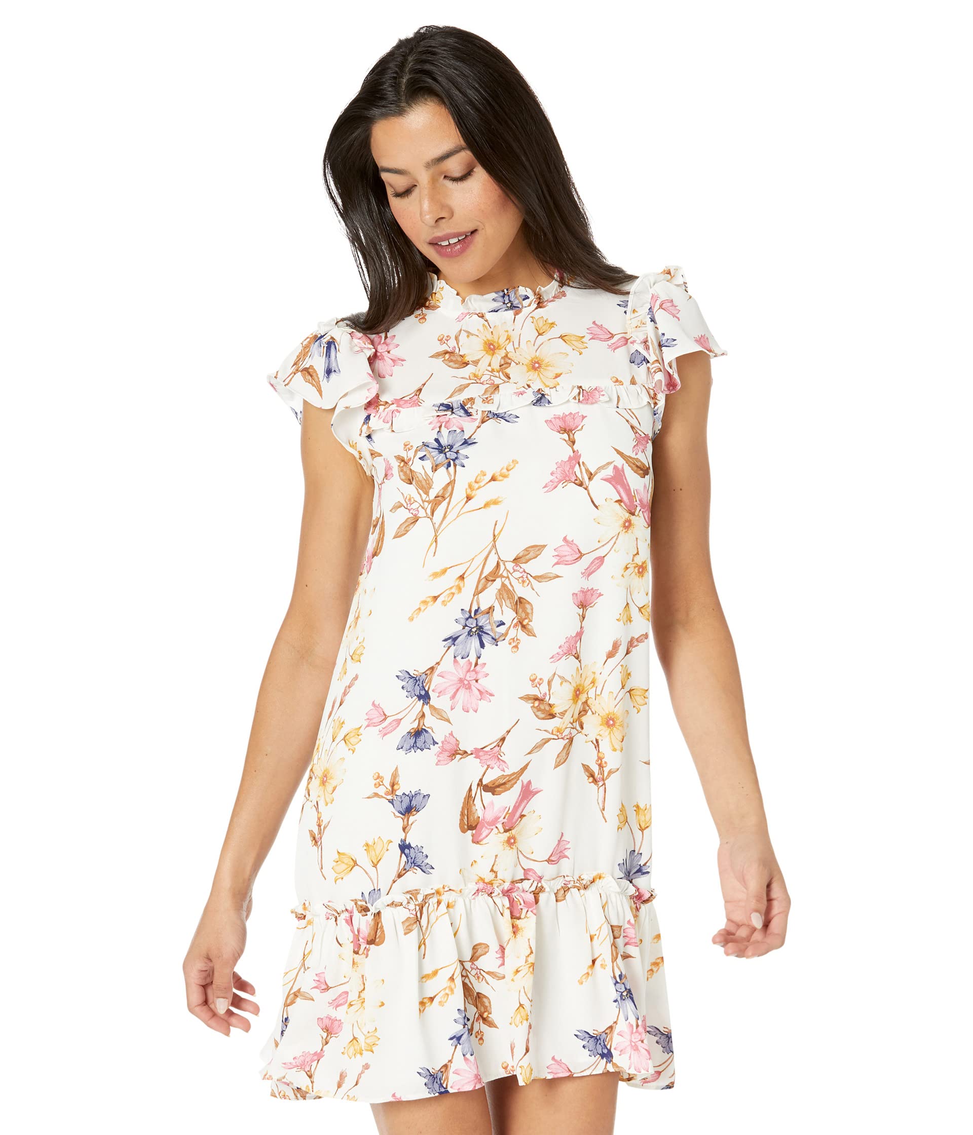 Платье CeCe, Short Sleeve Square Neck Dolce Floral Dress