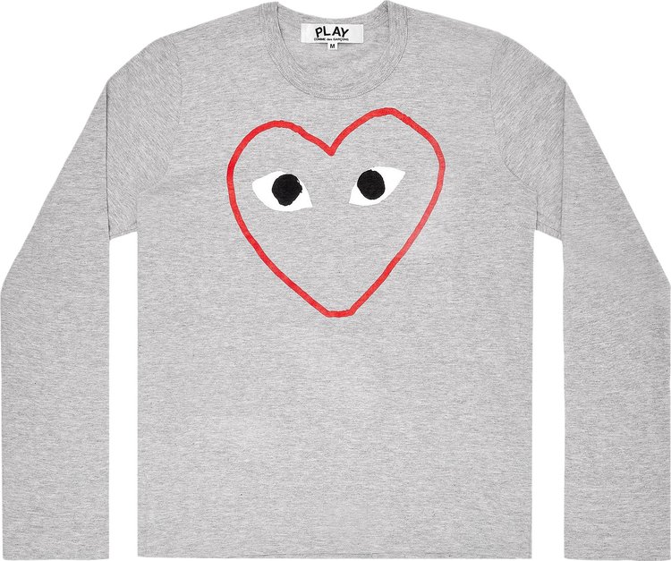 Лонгслив Comme des Garçons PLAY Grey Heart Logo Long-Sleeve Tee 'Grey', серый