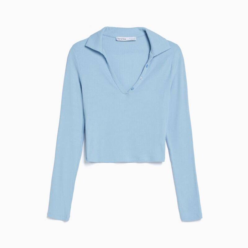 

Лонгслив Bershka Jacquard, голубой