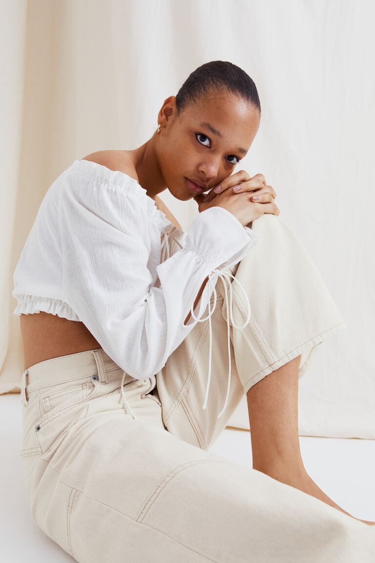 

Свободные прямые джинсы H&M, сливочный