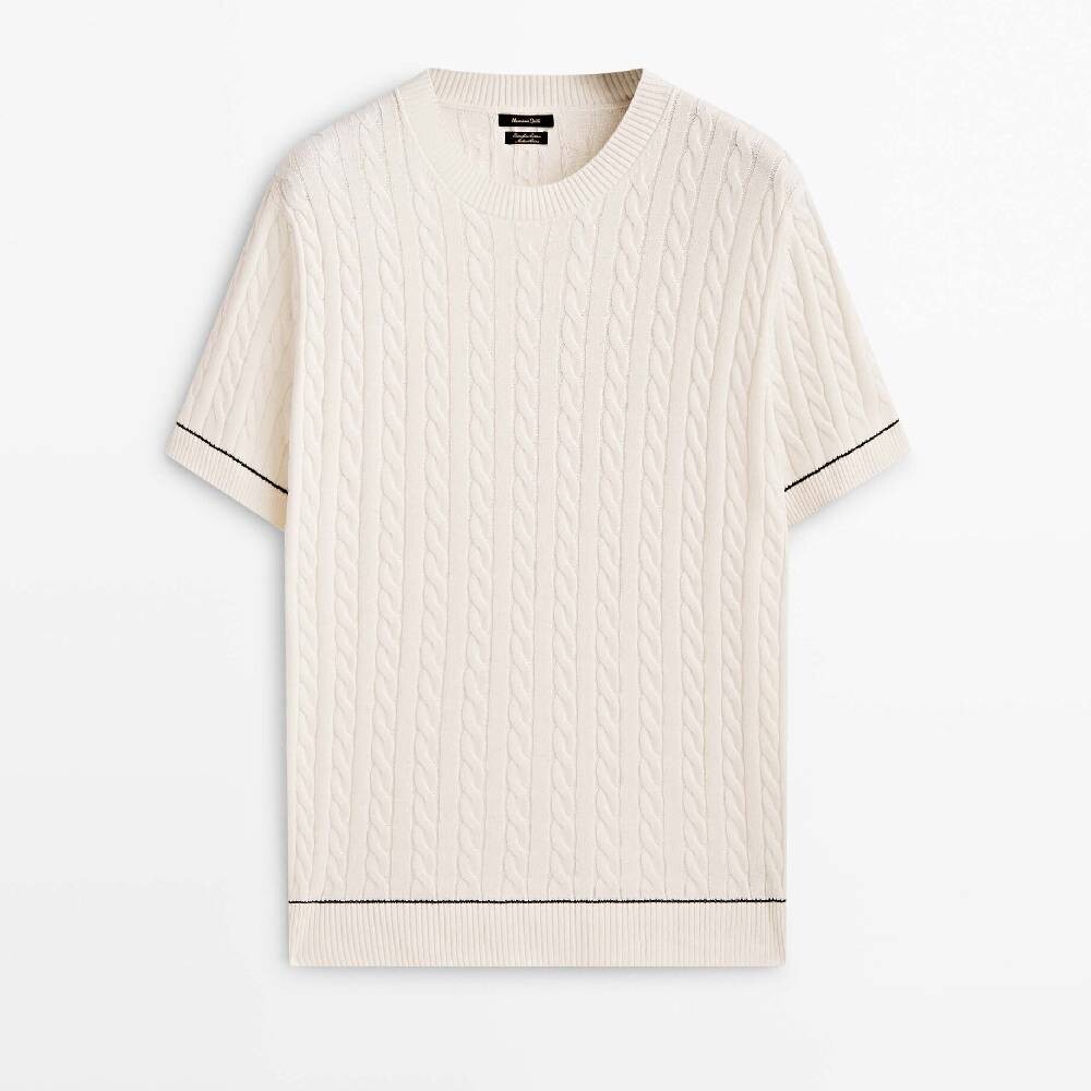 

Свитер Massimo Dutti Contrast Cable, кремовый, Бежевый