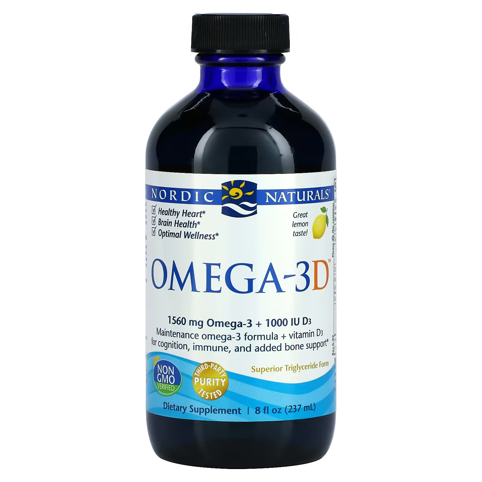 Nordic Naturals, Omega-3D, Lemon, 237 мл (8 жидких унций) caleb treeze organic farm предотвращает судороги в ногах и ступнях 237 мл 8 жидких унций
