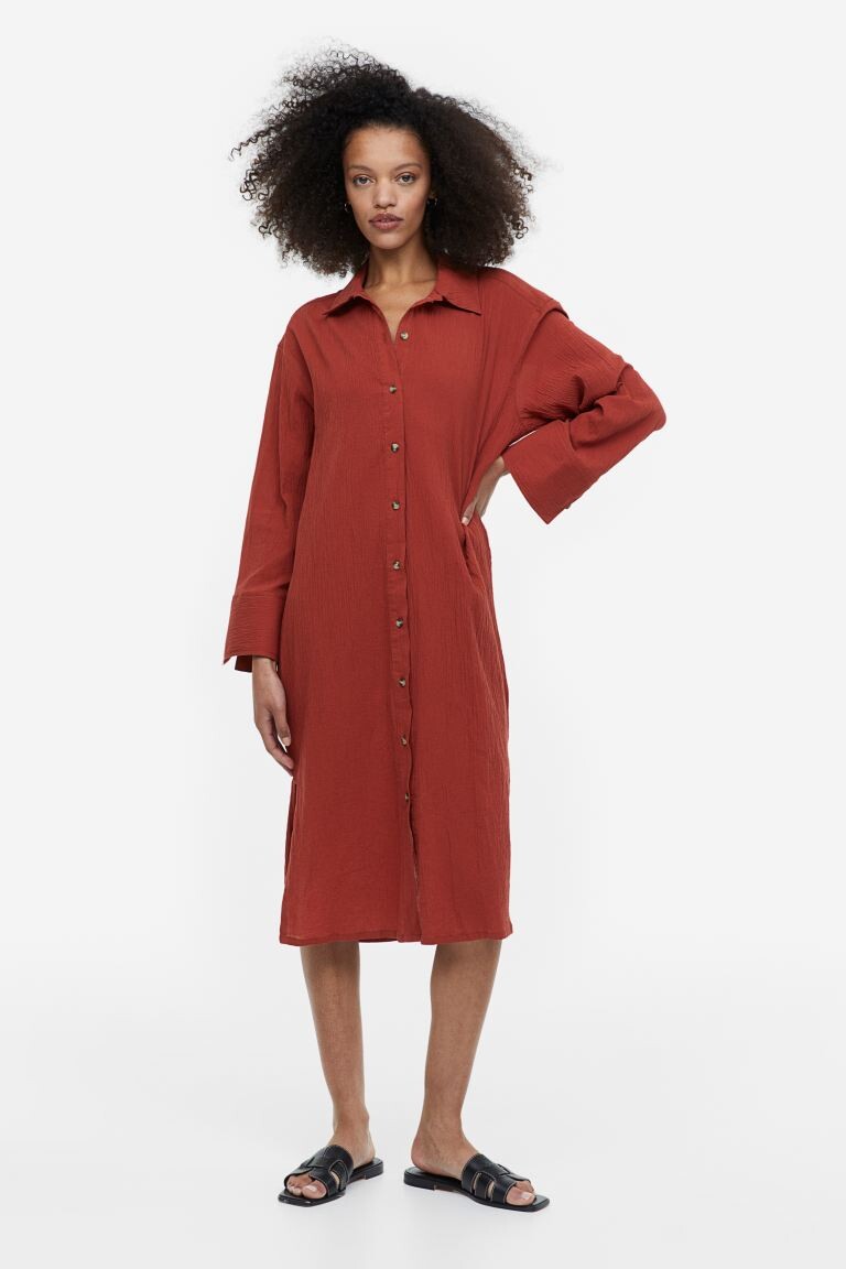 

Платье-рубашка из крепа H&M, красный
