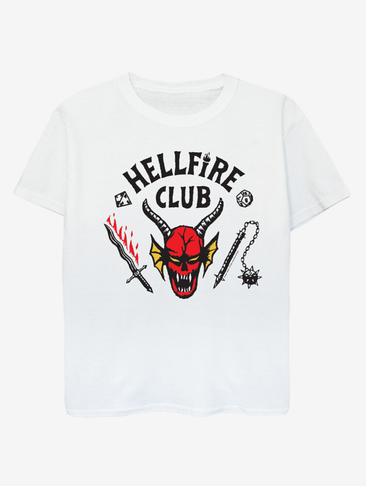 

Детская белая футболка NW2 Stranger Things Hellfire Club George., белый
