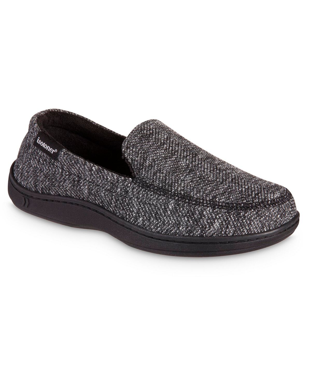 

Мужские тапочки harvey moccasin comfort с эффектом памяти advanced memory foam herringbone Isotoner, черный