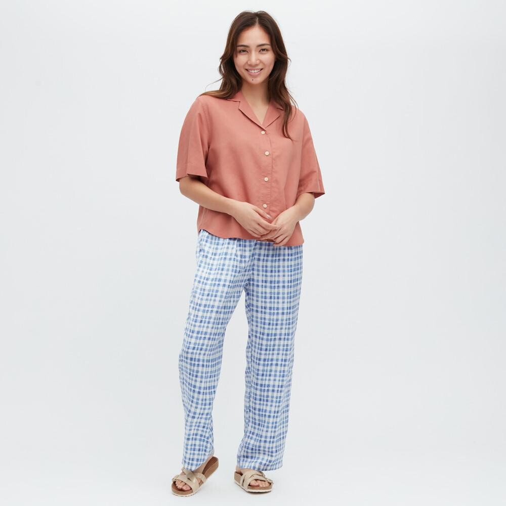 

Эластичные атласные брюки Uniqlo, синий