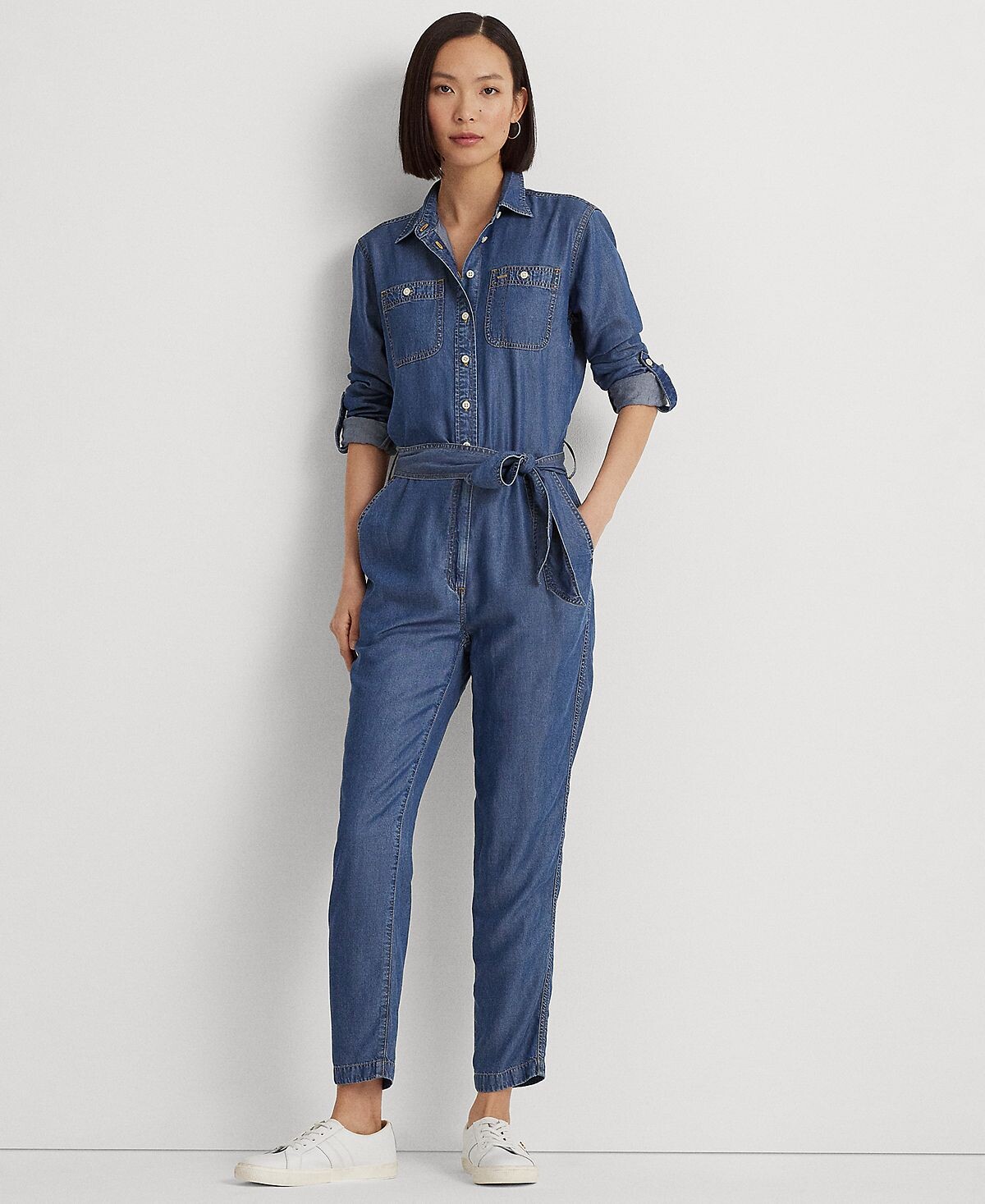 

Женский джинсовый комбинезон с поясом Lauren Ralph Lauren