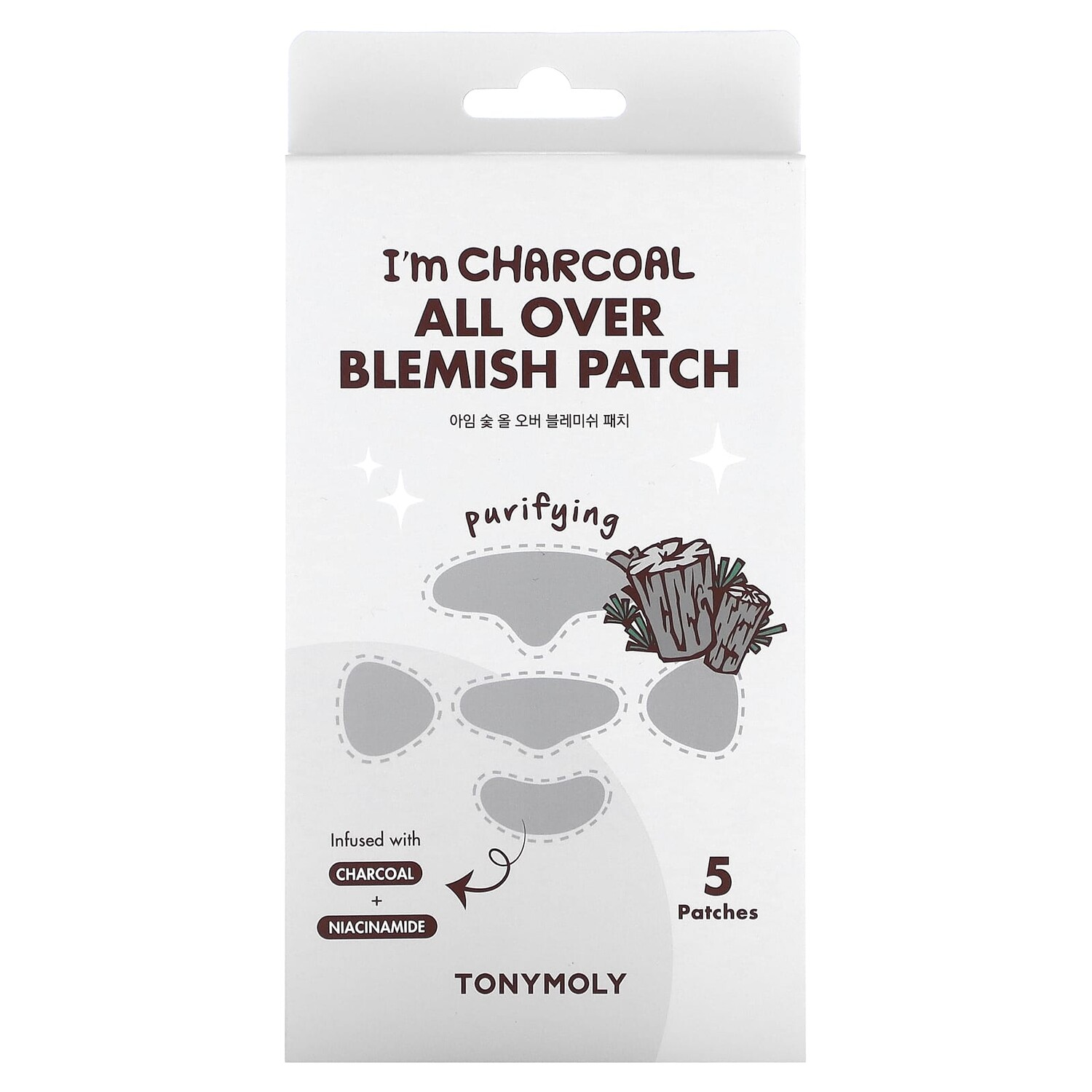 

I´m Charcoal, средство для устранения пятен, очищающее, 5 патчей, Tony Moly