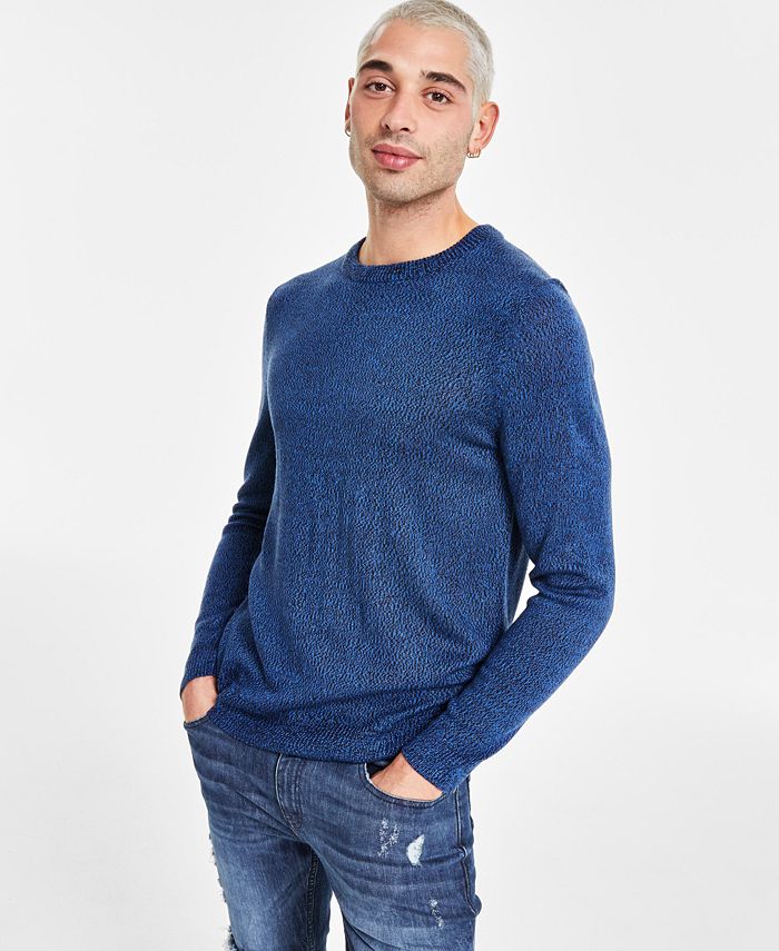 Мужской текстурированный свитер с круглым вырезом обычного кроя I.N.C. International Concepts, синий