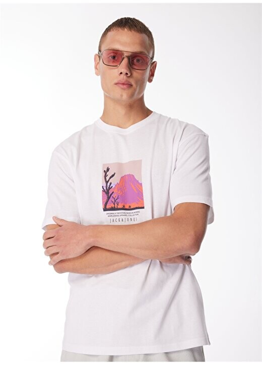 

Белая мужская футболка с круглым вырезом JORLUCCA GRAPHIC TEE SS CREW NECK Jack & Jones, белый