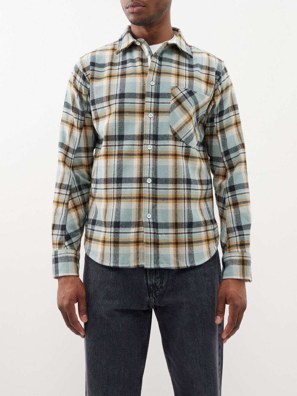 

Рубашка из хлопковой фланели в клетку Rag & Bone, зеленый