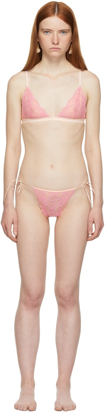 

SSENSE Эксклюзивный розовый комплект нижнего белья Love из тюля Ichiyo