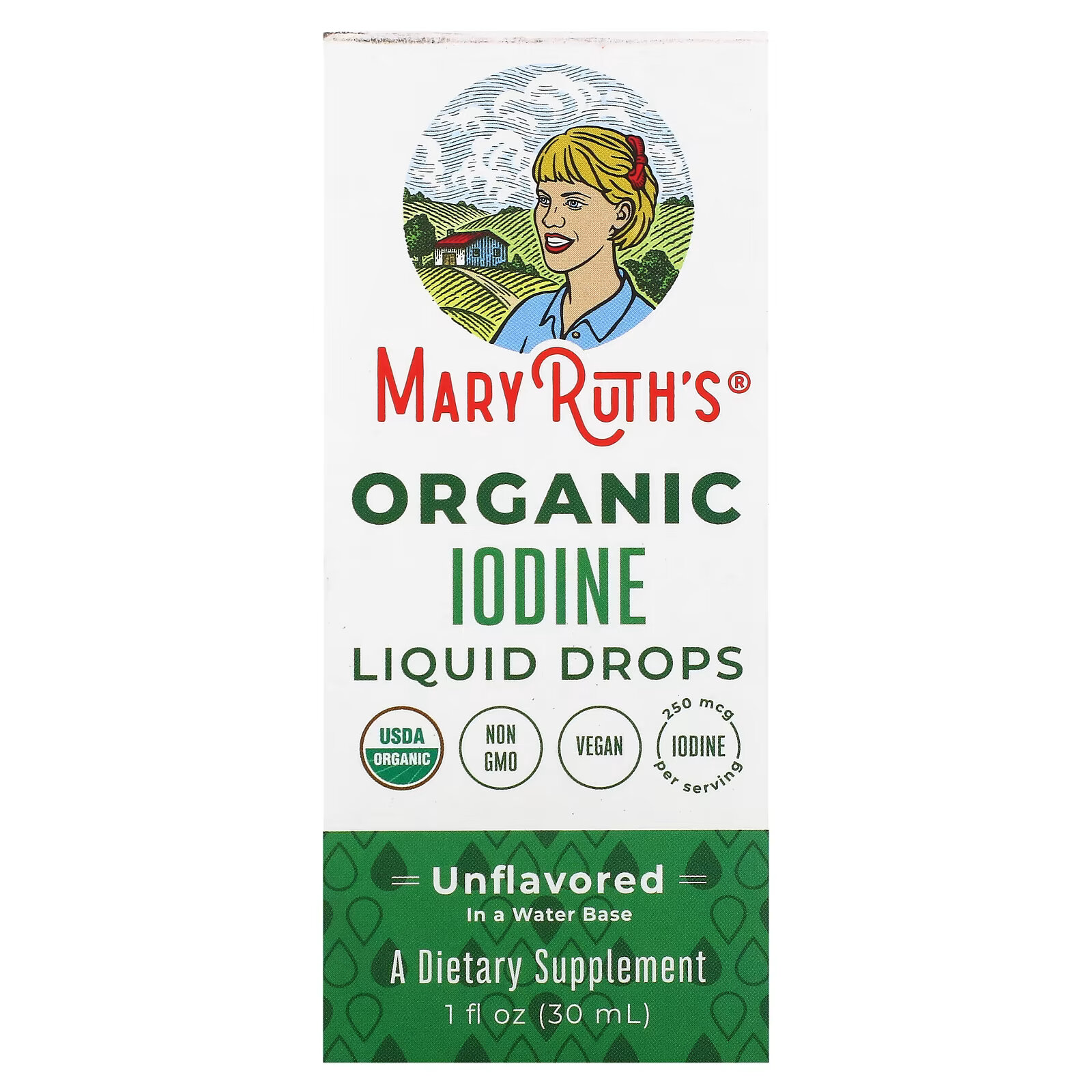 MaryRuth Organics, Жидкие капли органического йода, без добавок, 30 мл (1 жидк. Унция) maryruth organics vegan b complex liquid drops вишня 30 мл 1 жидк унция