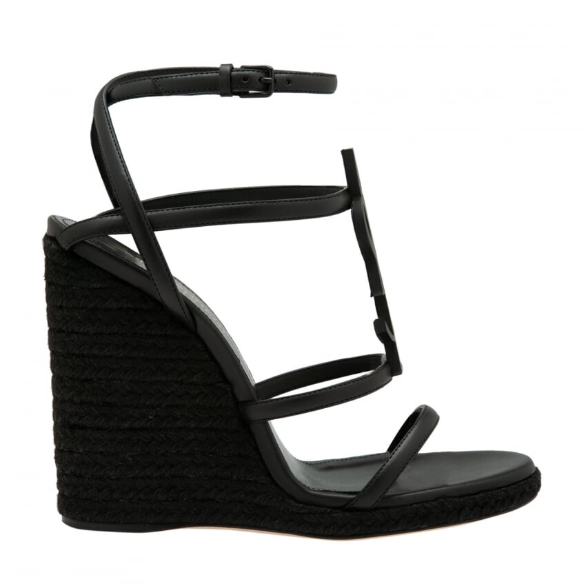 

Сандалии SAINT LAURENT Cassandra wedge sandals, черный