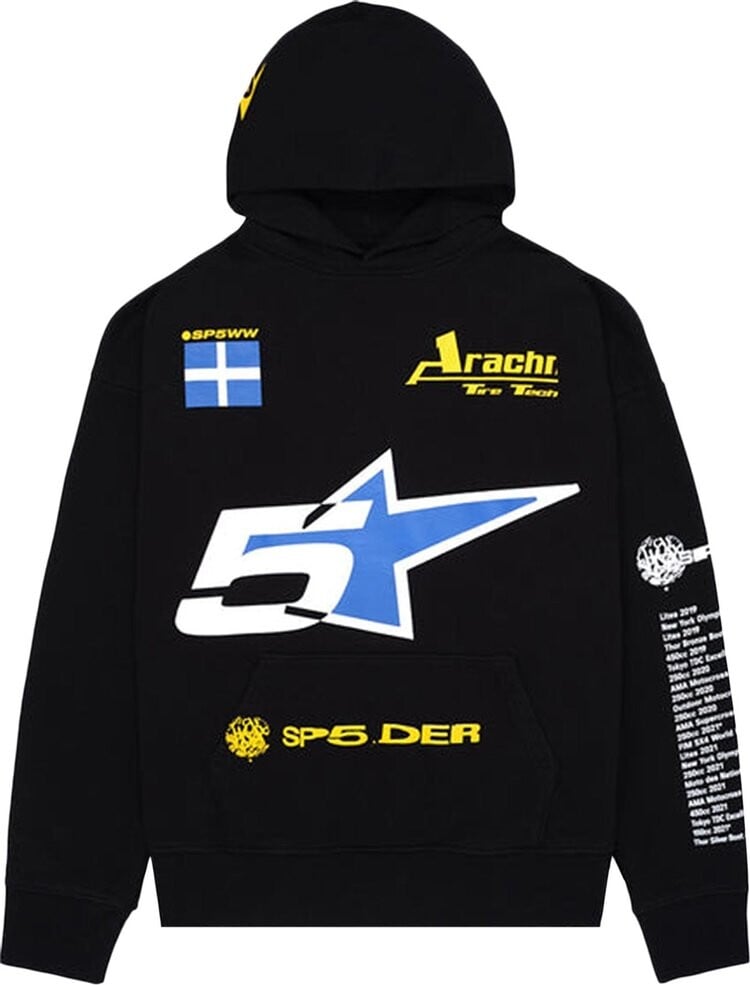 

Худи Sp5der Pit Crew Oversized Hoodie 'Black', черный