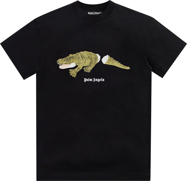 Футболка Palm Angels Croco Classic Tee 'Black/Green', черный - фото