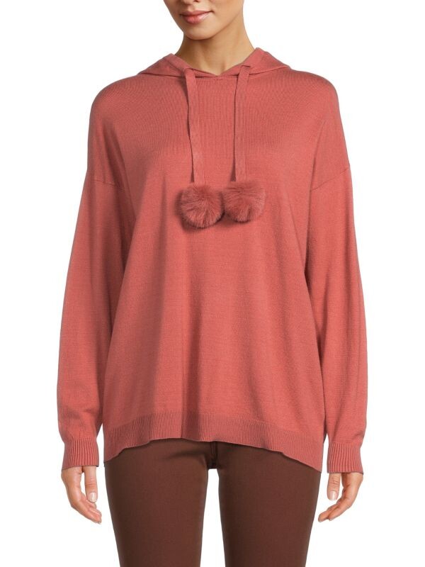 

Худи из искусственного меха с помпонами Saks Fifth Avenue Dusty copper