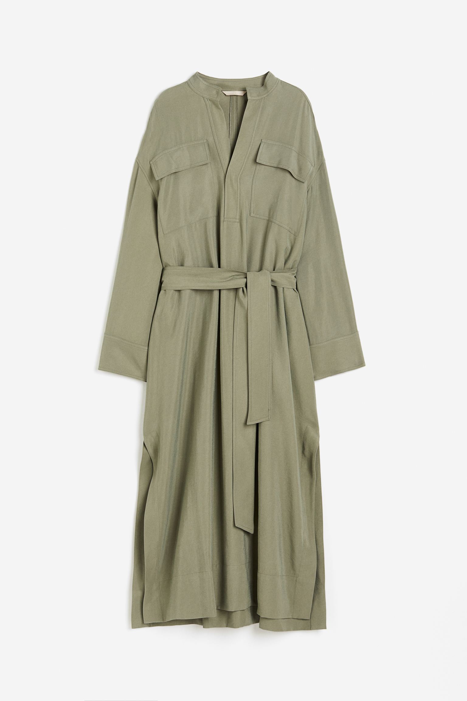 Платье H&M Modal-blend Utility, хаки платье длинное v образный вырез длинные рукава 46 серебристый