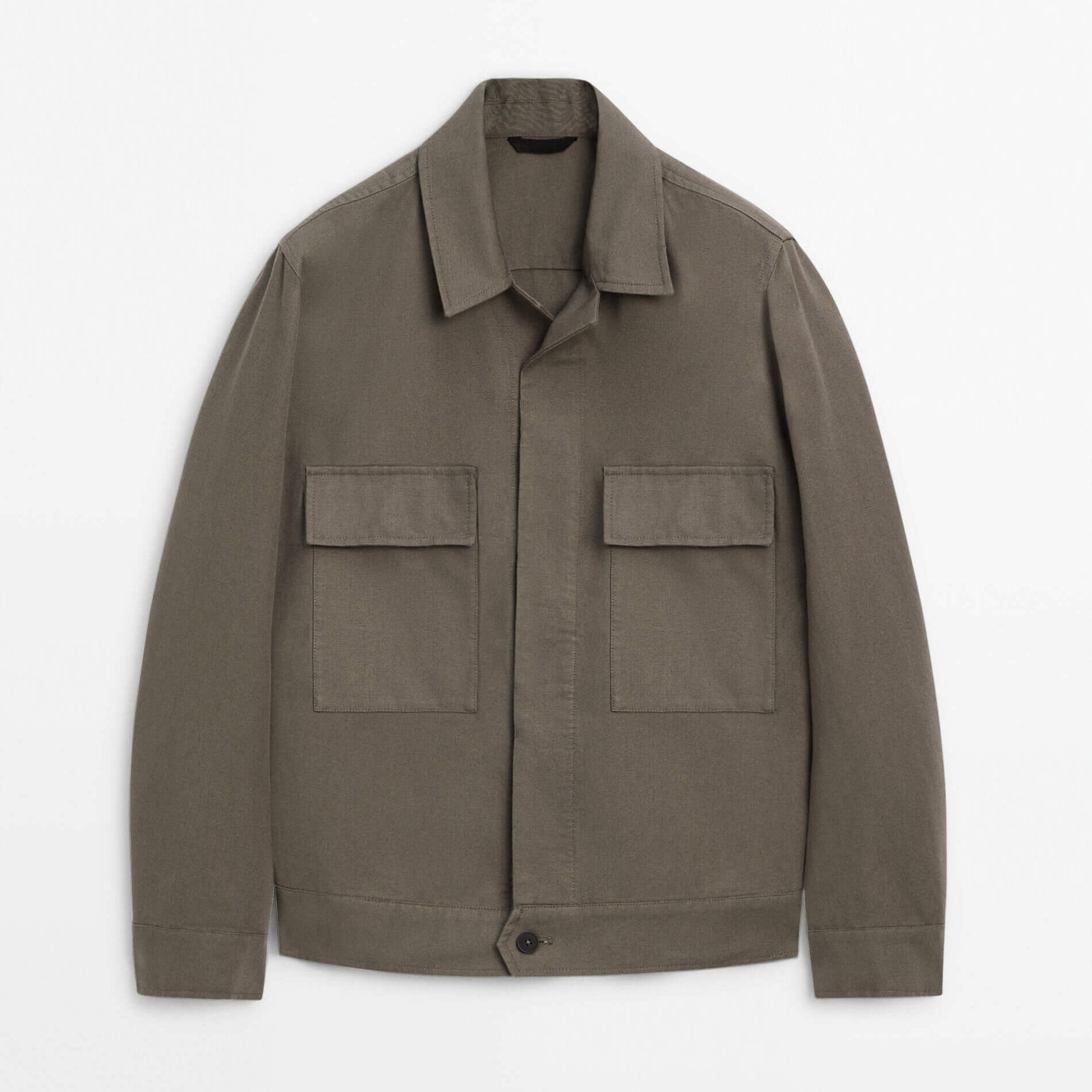 Куртка Massimo Dutti Cotton With Chest Pockets Studio, зеленый