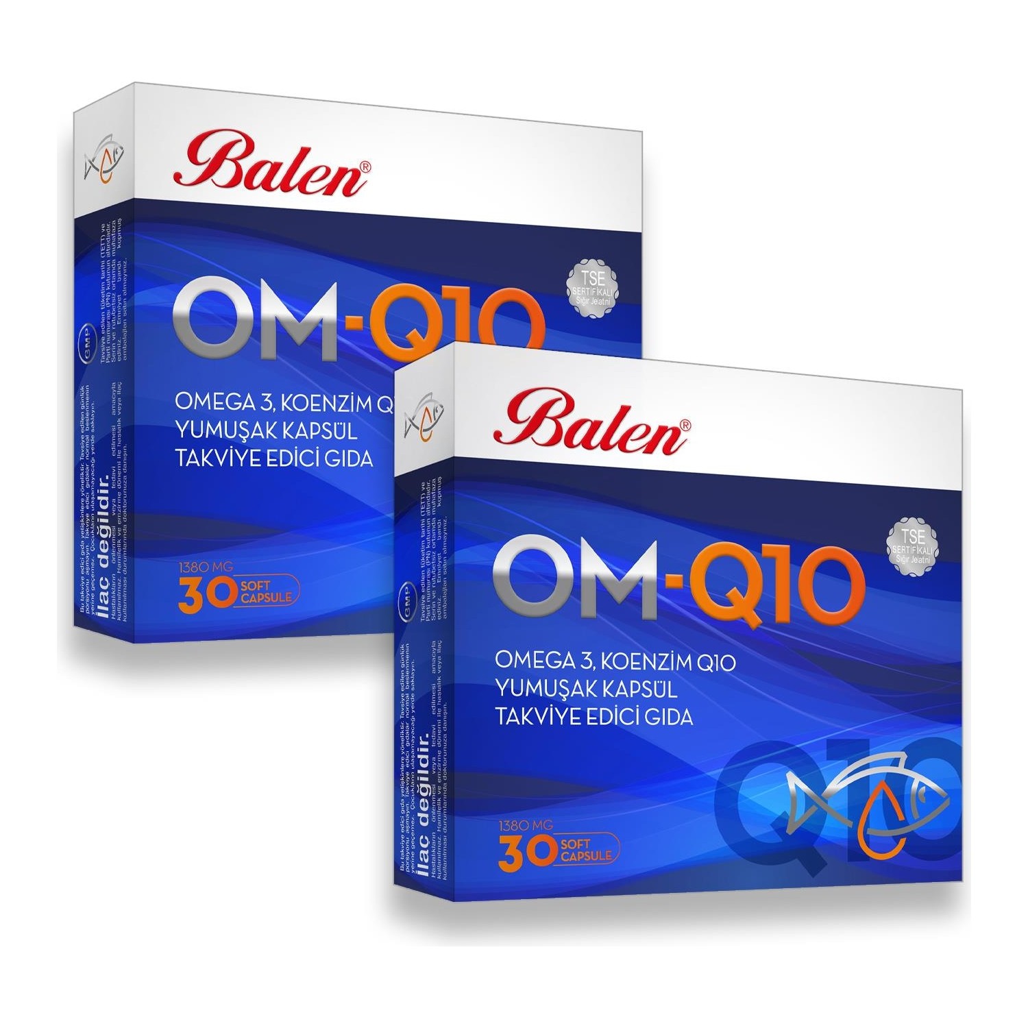 цена Рыбий жир Balen OM-Q10 Omega-3, 2 упаковки по 30 мягких капсул