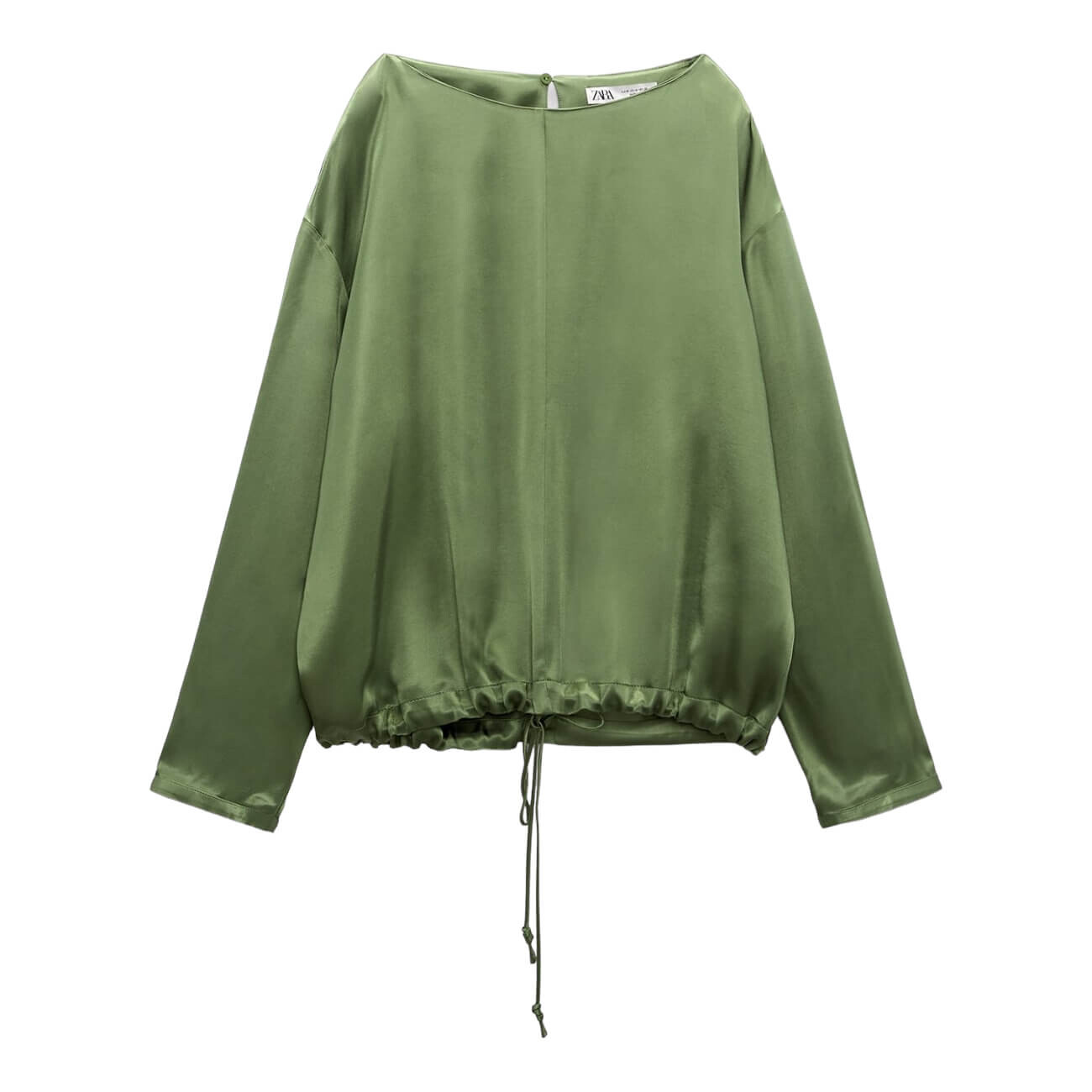 

Блуза Zara Flowing Satin, зеленый